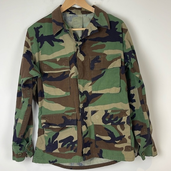 Military woodland camouflage pattern combat American Apparel rip stop size small - Picture 1 of 7